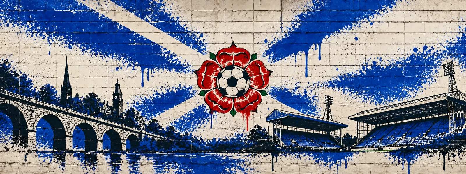 Blackburn Rovers: klubmotívum graffitis falon