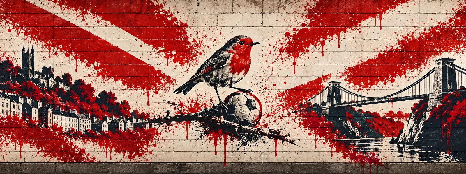 Bristol City: klubmotívum graffitis falon