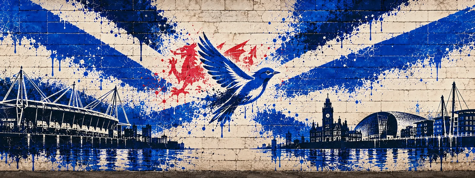 Cardiff City: klubmotívum graffitis falon
