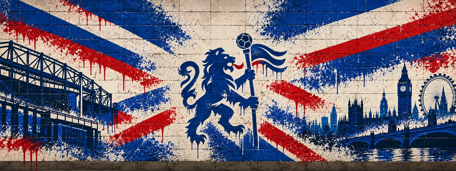 Chelsea: klubmotívum graffitis falon