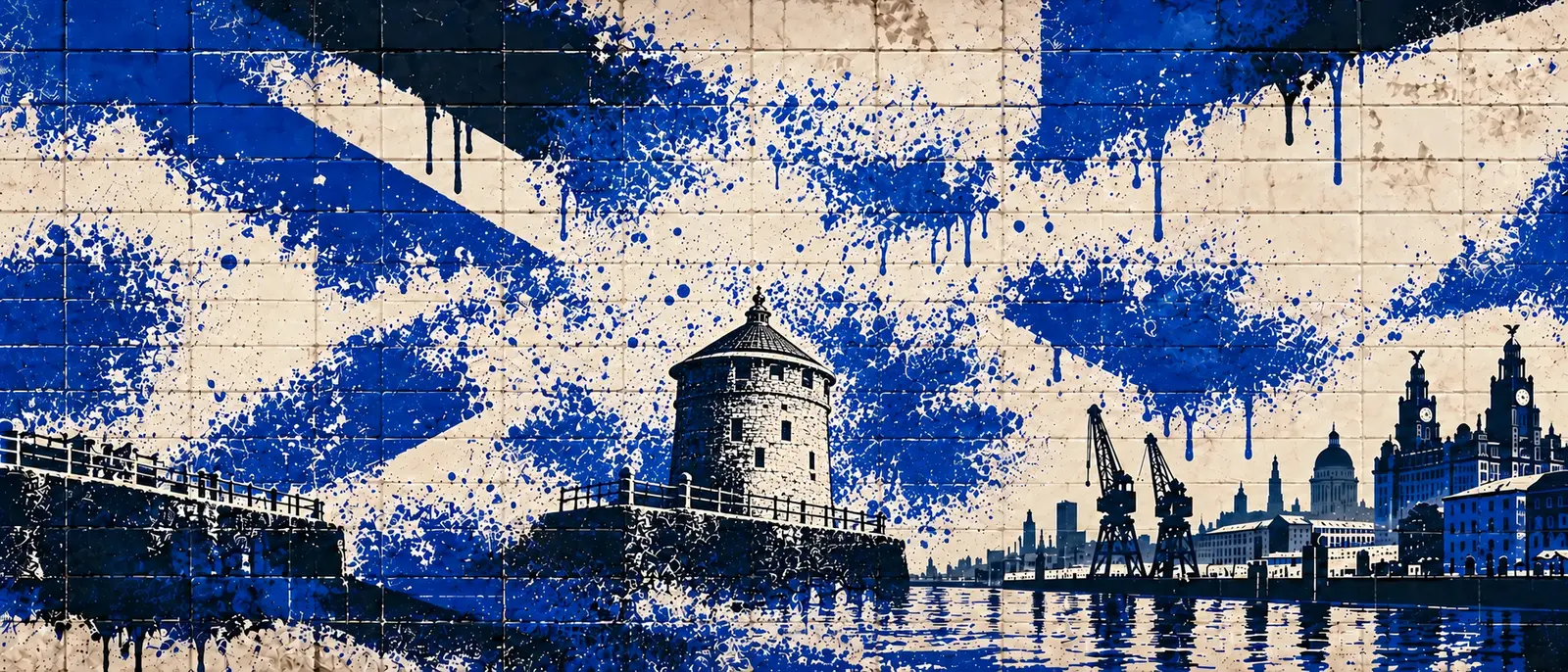 Everton: klubmotívum graffitis falon