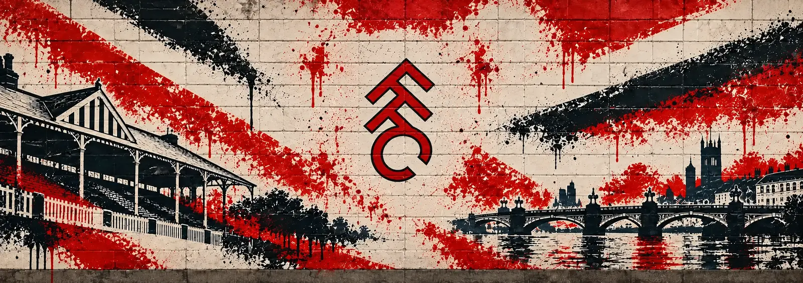 Fulham: klubmotívum graffitis falon