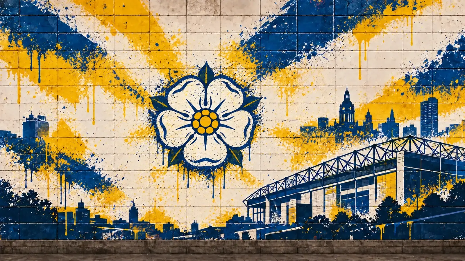 Leeds United: klubmotívum graffitis falon