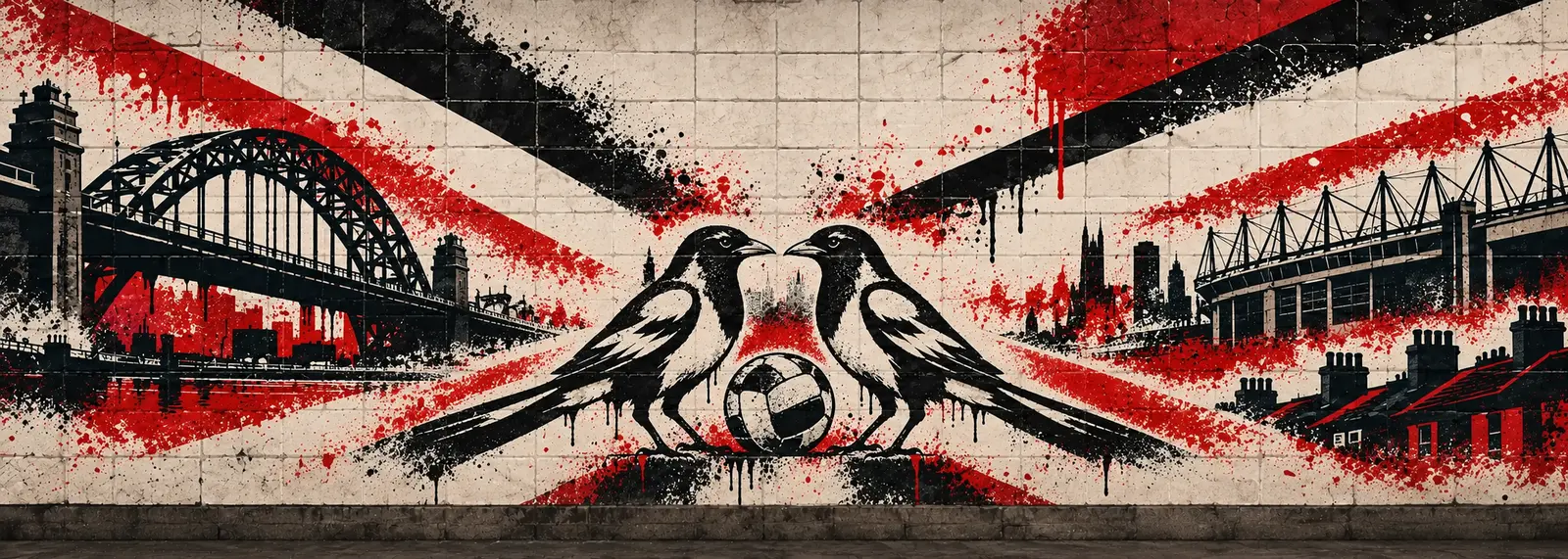 Newcastle United: klubmotívum graffitis falon