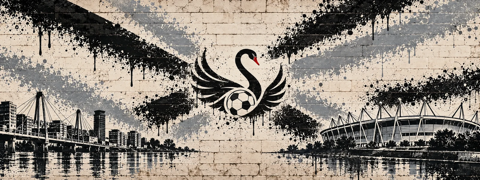 Swansea City: klubmotívum graffitis falon