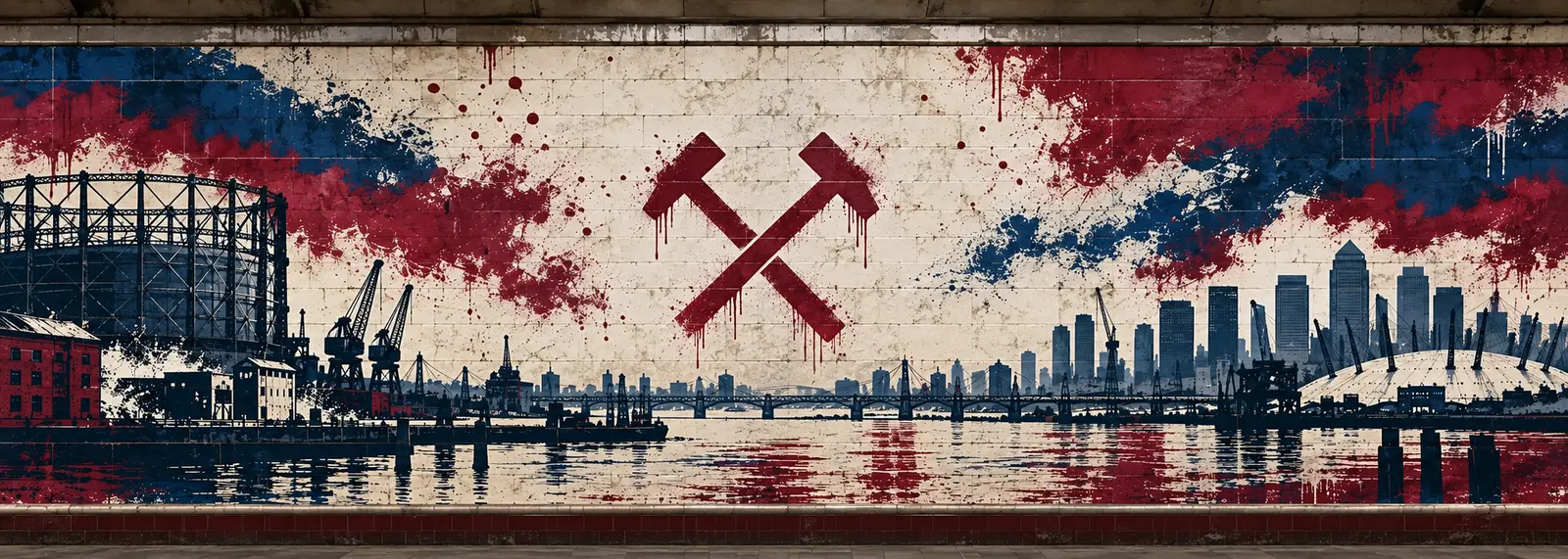 West Ham United: klubmotívum graffitis falon