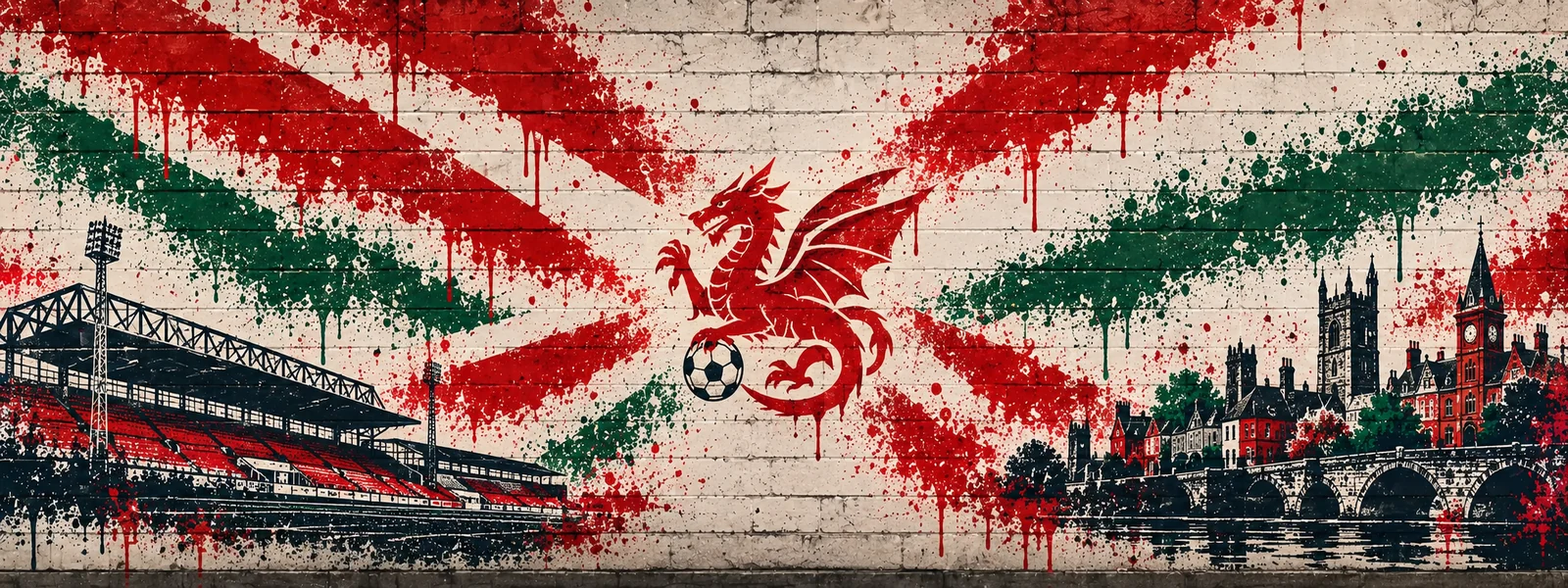 Wrexham AFC: klubmotívum graffitis falon